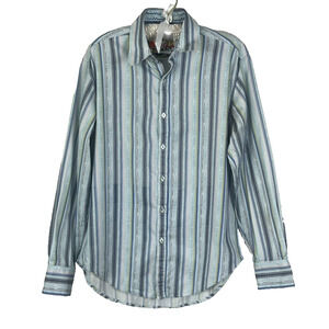 Robert Graham Shirt Men's Size M Blue Geometric Cotton Tailored Fit Flip Cuff